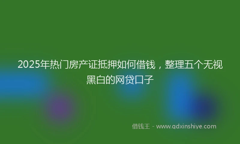 2025年热门房产证抵押如何借钱，整理五个无视黑白的网贷口子