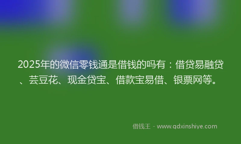 2025年的微信零钱通是借钱的吗有：借贷易融贷、芸豆花、现金贷宝、借款宝易借、银票网等。