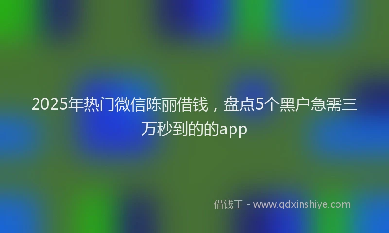 2025年热门微信陈丽借钱，盘点5个黑户急需三万秒到的的app