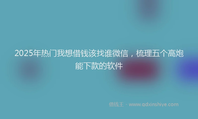 2025年热门我想借钱该找谁微信，梳理五个高炮能下款的软件