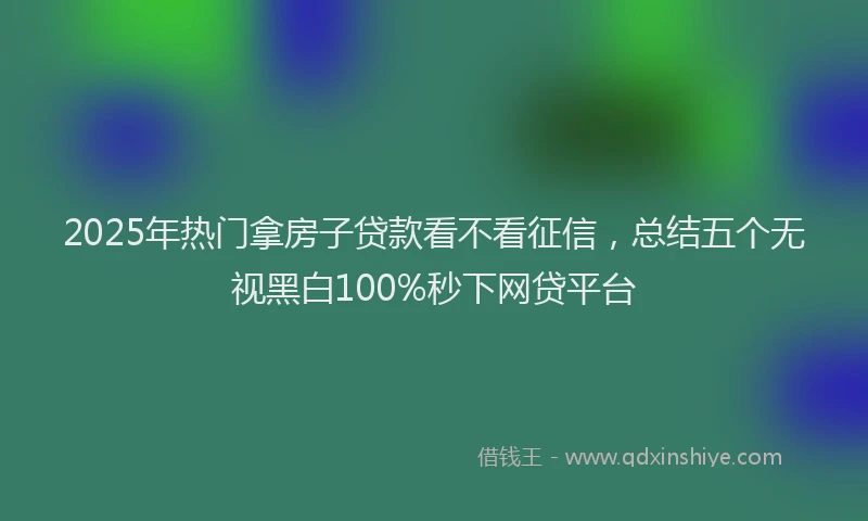 2025年热门拿房子贷款看不看征信，总结五个无视黑白100%秒下网贷平台