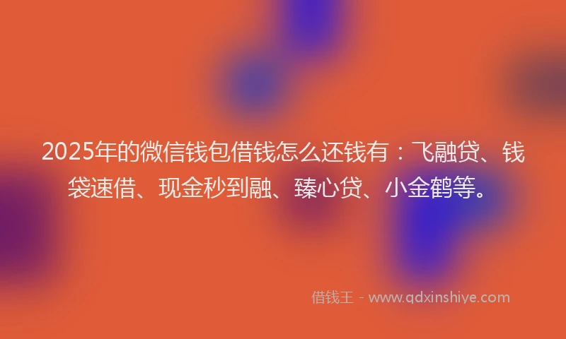 2025年的微信钱包借钱怎么还钱有：飞融贷、钱袋速借、现金秒到融、臻心贷、小金鹤等。
