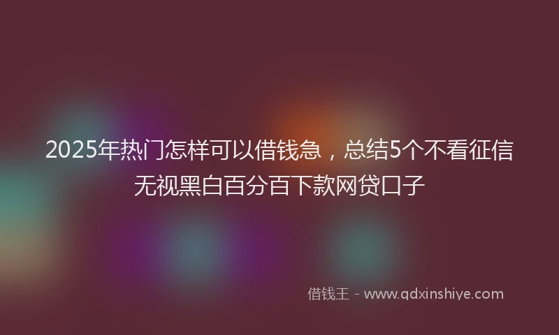 2025年热门怎样可以借钱急，总结5个不看征信无视黑白百分百下款网贷口子