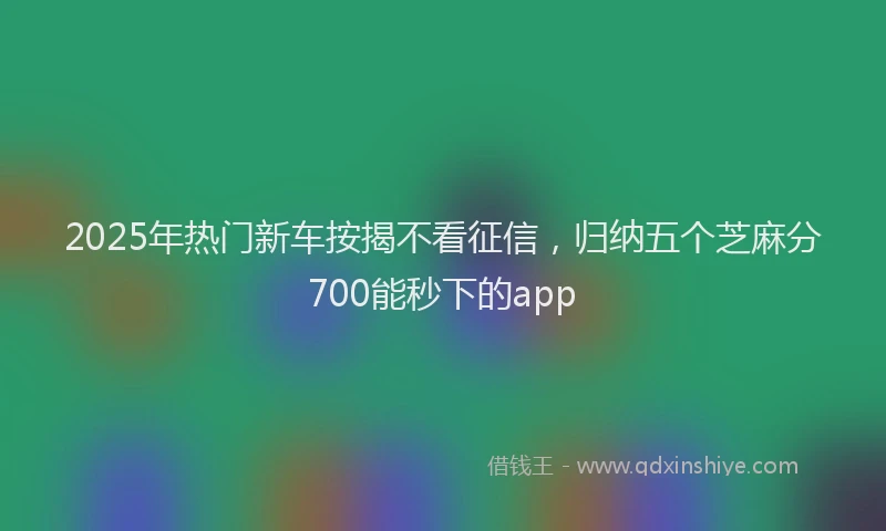 2025年热门新车按揭不看征信，归纳五个芝麻分700能秒下的app