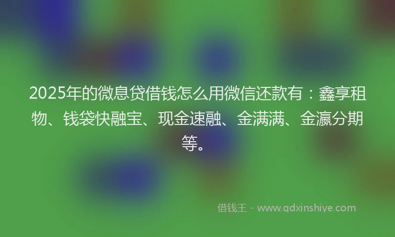 2025年的微息贷借钱怎么用微信还款有：鑫享租物、钱袋快融宝、现金速融、金满满、金瀛分期等。