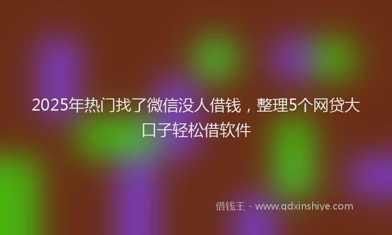 2025年热门找了微信没人借钱，整理5个网贷大口子轻松借软件