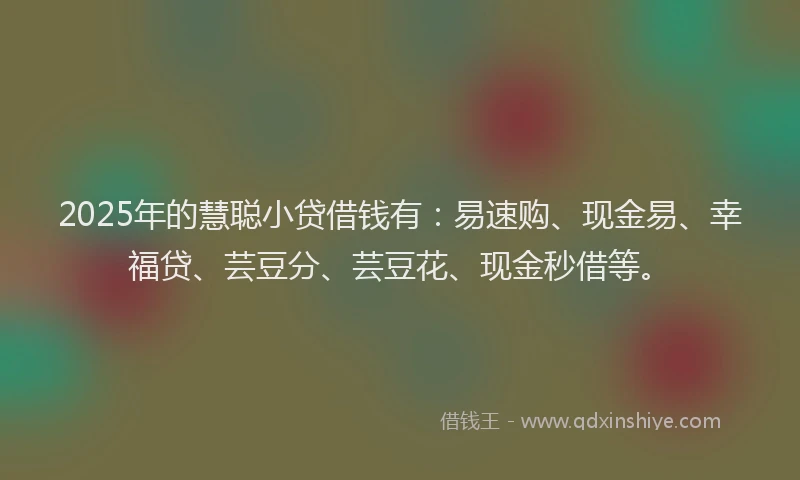 2025年的慧聪小贷借钱有：易速购、现金易、幸福贷、芸豆分、芸豆花、现金秒借等。