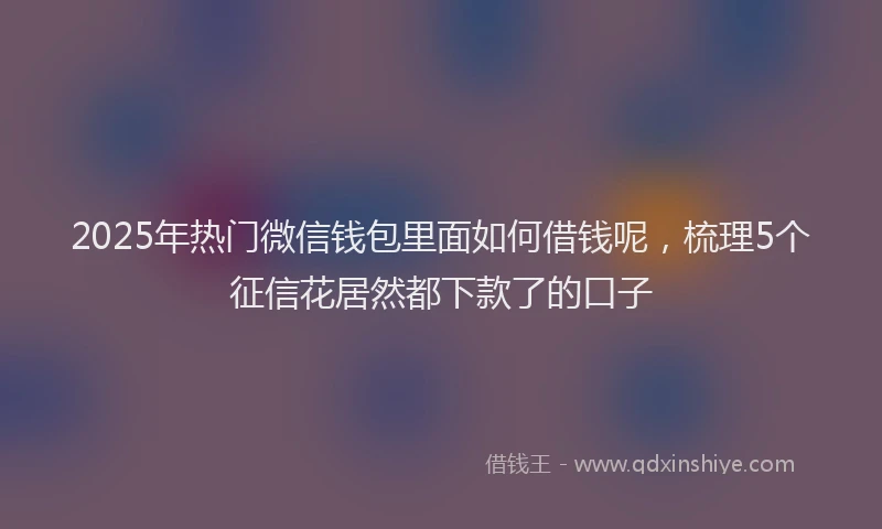2025年热门微信钱包里面如何借钱呢，梳理5个征信花居然都下款了的口子