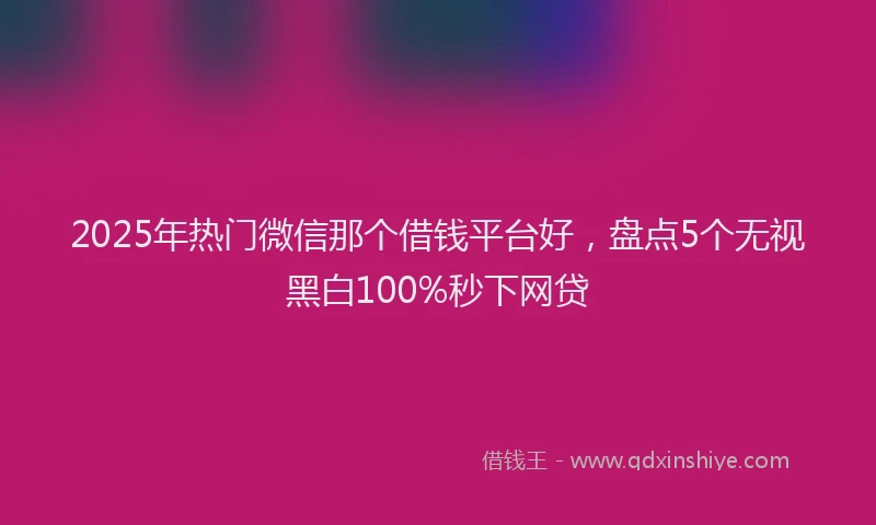 2025年热门微信那个借钱平台好，盘点5个无视黑白100%秒下网贷