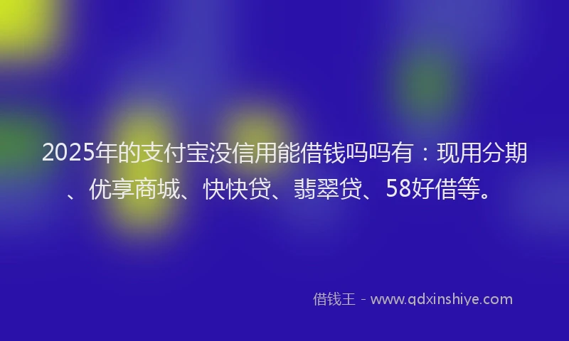 2025年的支付宝没信用能借钱吗吗有：现用分期、优享商城、快快贷、翡翠贷、58好借等。