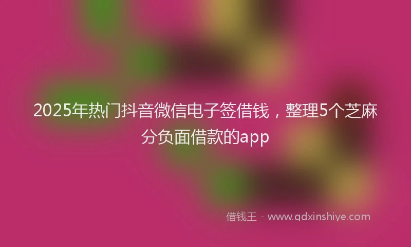 2025年热门抖音微信电子签借钱，整理5个芝麻分负面借款的app
