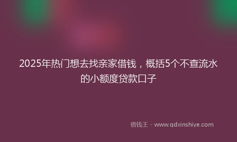 2025年热门想去找亲家借钱，概括5个不查流水的小额度贷款口子