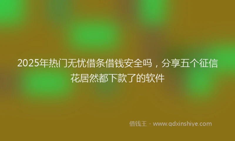 2025年热门无忧借条借钱安全吗，分享五个征信花居然都下款了的软件