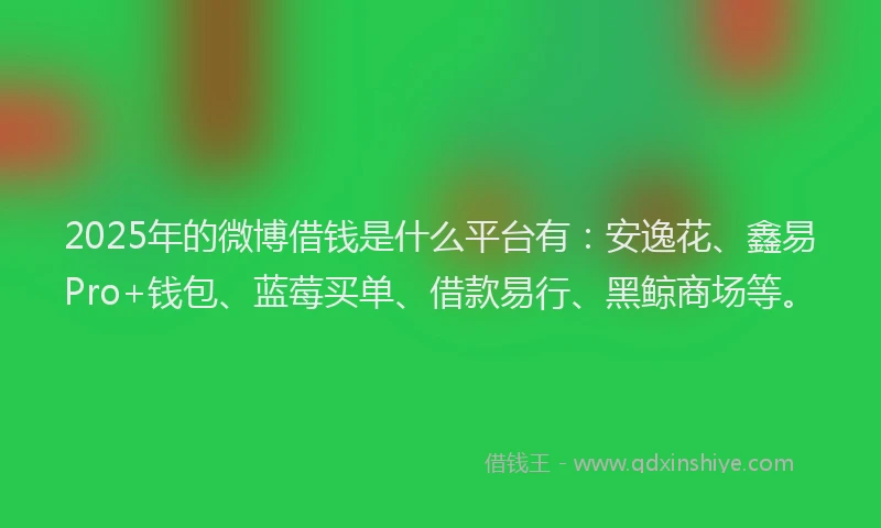 2025年的微博借钱是什么平台有：安逸花、鑫易Pro+钱包、蓝莓买单、借款易行、黑鲸商场等。
