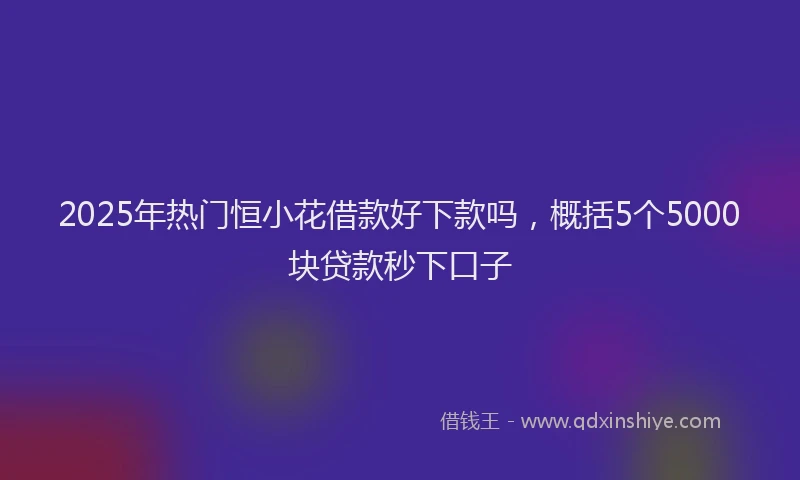 2025年热门恒小花借款好下款吗，概括5个5000块贷款秒下口子
