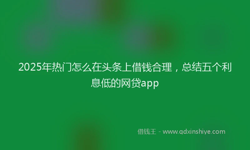 2025年热门怎么在头条上借钱合理，总结五个利息低的网贷app
