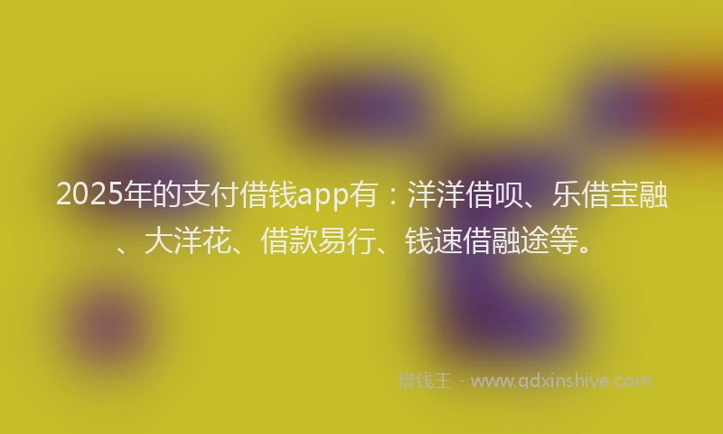 2025年的支付借钱app有：洋洋借呗、乐借宝融、大洋花、借款易行、钱速借融途等。