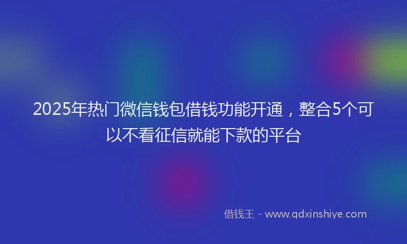 2025年热门微信钱包借钱功能开通，整合5个可以不看征信就能下款的平台