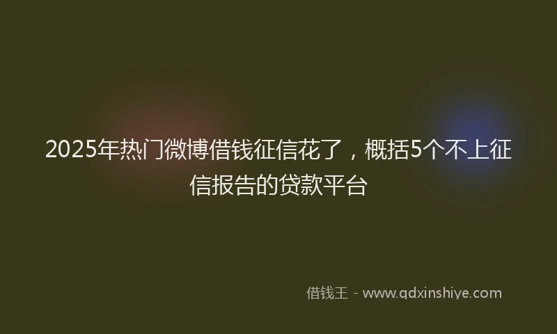 2025年热门微博借钱征信花了，概括5个不上征信报告的贷款平台