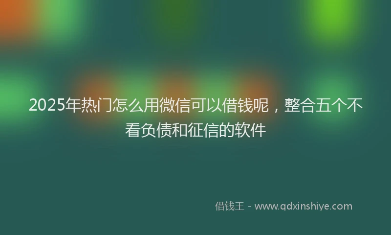 2025年热门怎么用微信可以借钱呢，整合五个不看负债和征信的软件