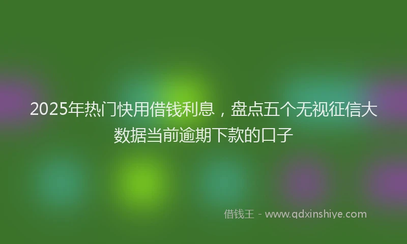 2025年热门快用借钱利息，盘点五个无视征信大数据当前逾期下款的口子