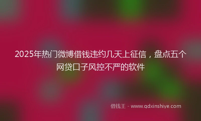2025年热门微博借钱违约几天上征信，盘点五个网贷口子风控不严的软件