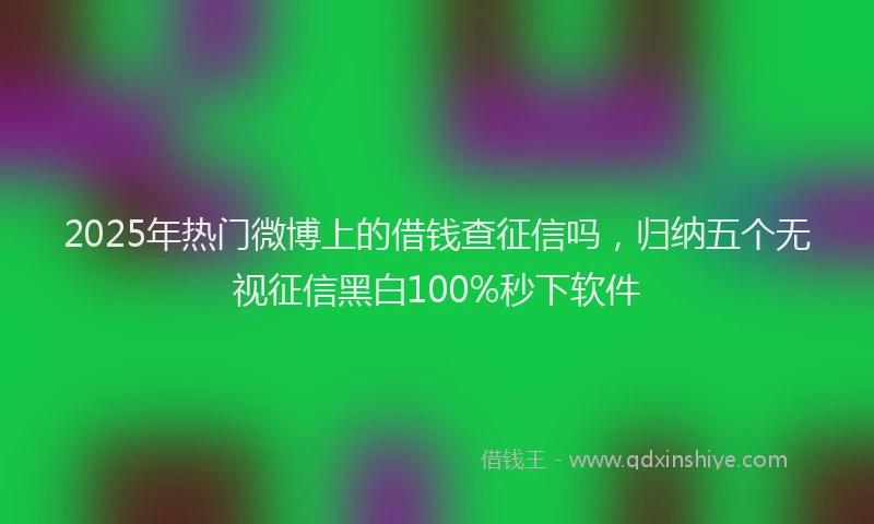 2025年热门微博上的借钱查征信吗，归纳五个无视征信黑白100%秒下软件