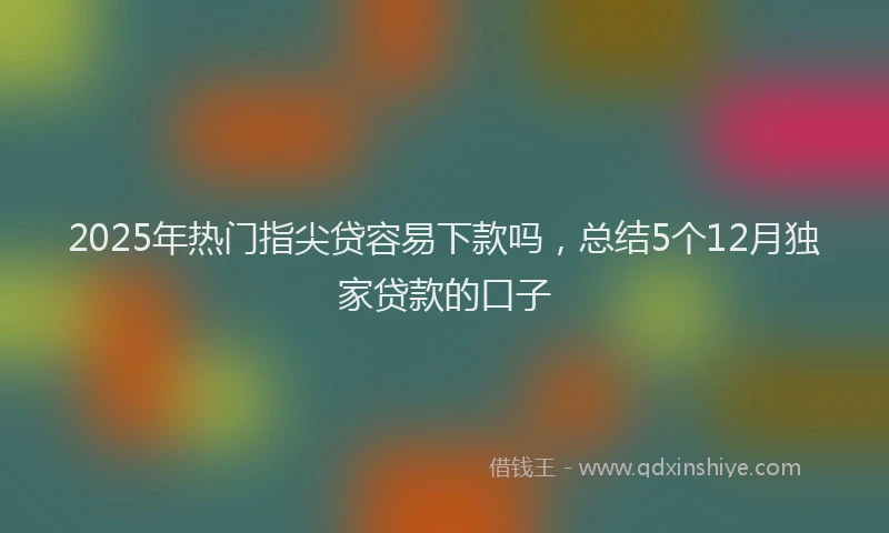 2025年热门指尖贷容易下款吗，总结5个12月独家贷款的口子
