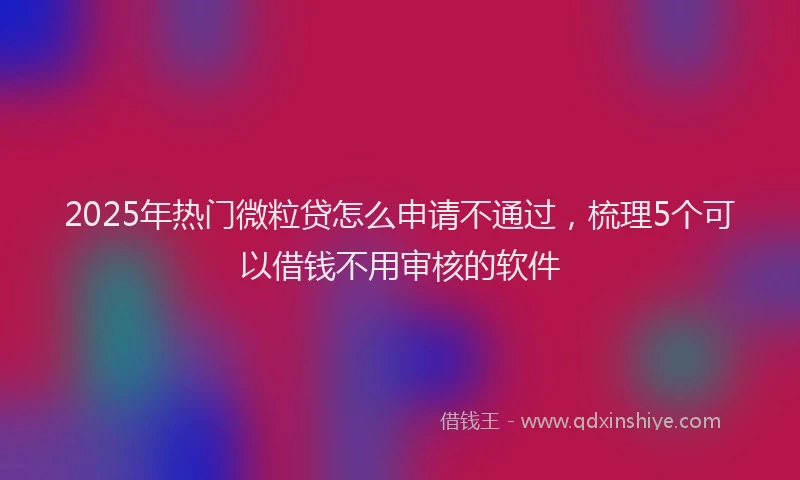 2025年热门微粒贷怎么申请不通过，梳理5个可以借钱不用审核的软件