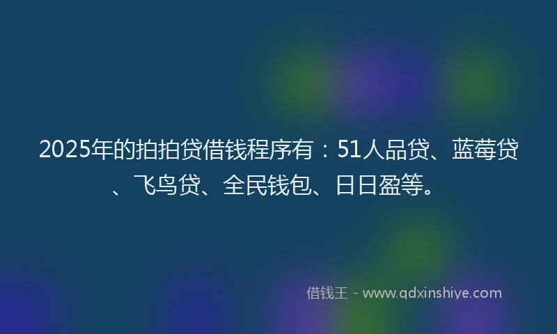 2025年的拍拍贷借钱程序有：51人品贷、蓝莓贷、飞鸟贷、全民钱包、日日盈等。