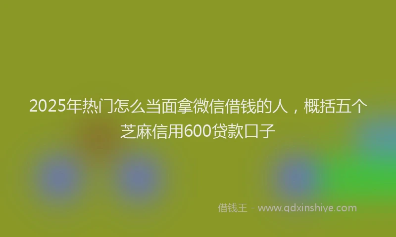 2025年热门怎么当面拿微信借钱的人，概括五个芝麻信用600贷款口子