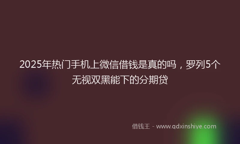 2025年热门手机上微信借钱是真的吗，罗列5个无视双黑能下的分期贷