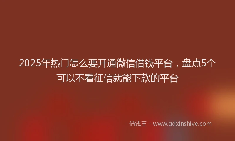 2025年热门怎么要开通微信借钱平台，盘点5个可以不看征信就能下款的平台