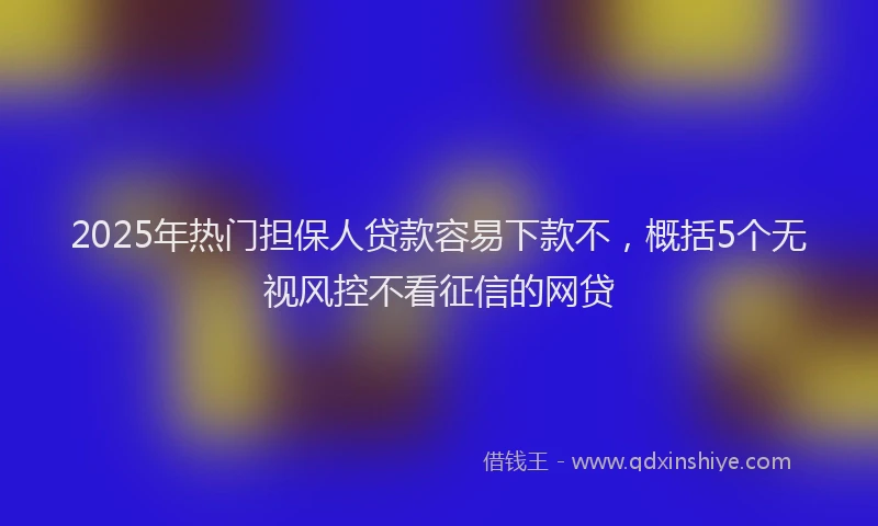 2025年热门担保人贷款容易下款不，概括5个无视风控不看征信的网贷