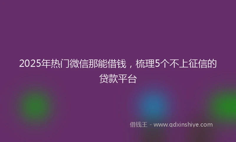 2025年热门微信那能借钱，梳理5个不上征信的贷款平台