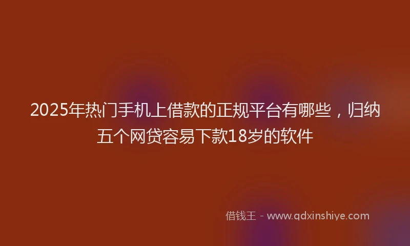 2025年热门手机上借款的正规平台有哪些，归纳五个网贷容易下款18岁的软件