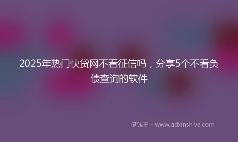 2025年热门快贷网不看征信吗，分享5个不看负债查询的软件