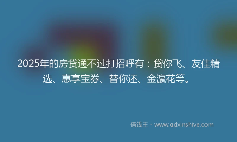 2025年的房贷通不过打招呼有：贷你飞、友佳精选、惠享宝券、替你还、金瀛花等。