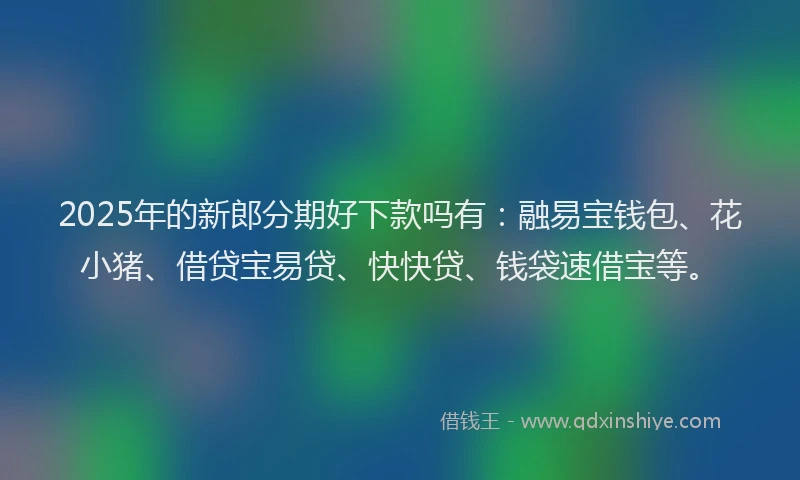 2025年的新郎分期好下款吗有：融易宝钱包、花小猪、借贷宝易贷、快快贷、钱袋速借宝等。