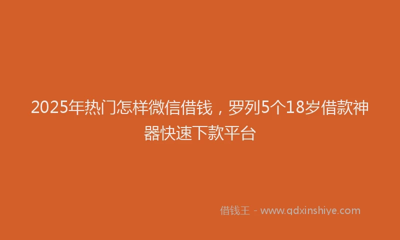 2025年热门怎样微信借钱，罗列5个18岁借款神器快速下款平台