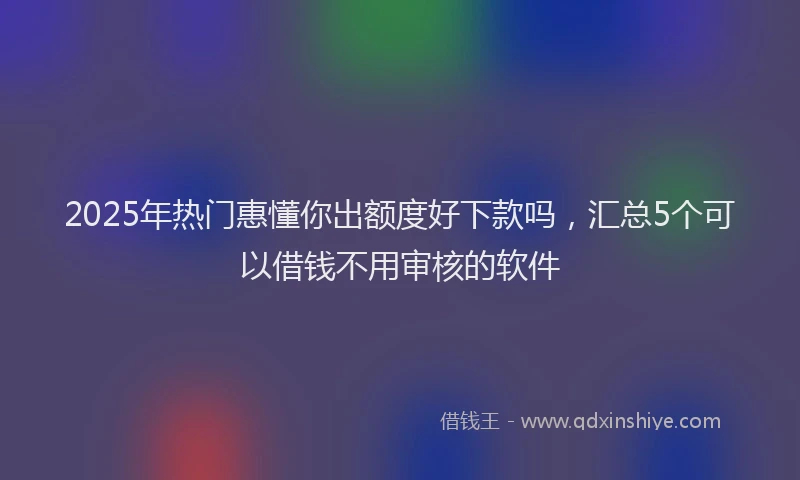 2025年热门惠懂你出额度好下款吗，汇总5个可以借钱不用审核的软件