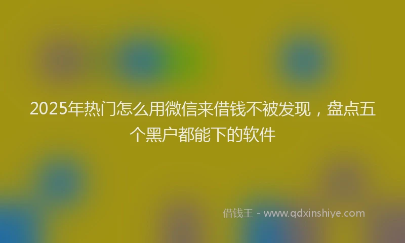 2025年热门怎么用微信来借钱不被发现，盘点五个黑户都能下的软件