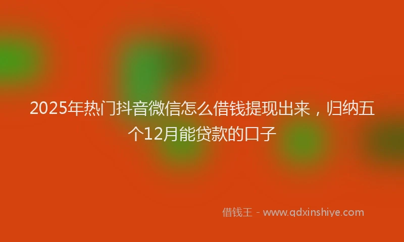 2025年热门抖音微信怎么借钱提现出来，归纳五个12月能贷款的口子