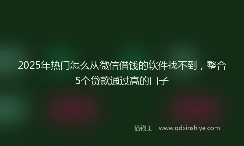 2025年热门怎么从微信借钱的软件找不到，整合5个贷款通过高的口子