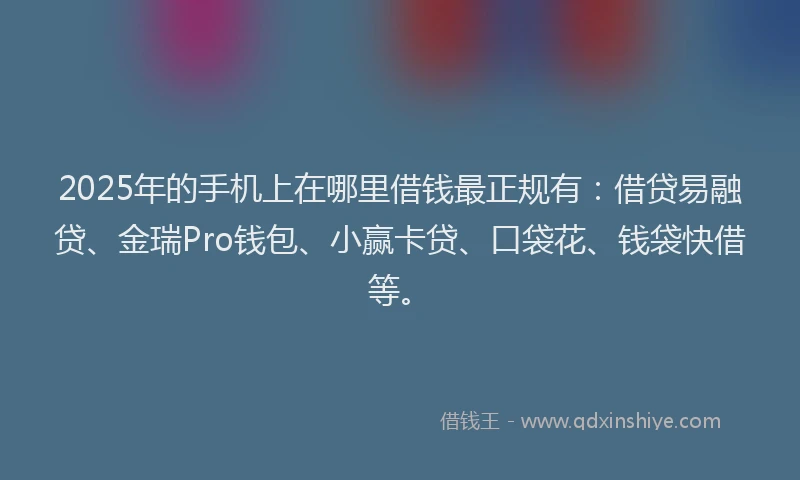 2025年的手机上在哪里借钱最正规有：借贷易融贷、金瑞Pro钱包、小赢卡贷、口袋花、钱袋快借等。