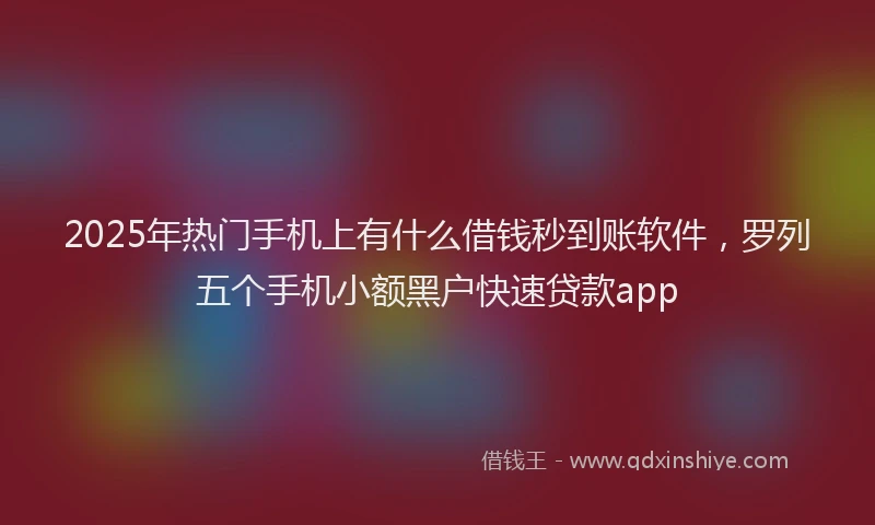 2025年热门手机上有什么借钱秒到账软件，罗列五个手机小额黑户快速贷款app
