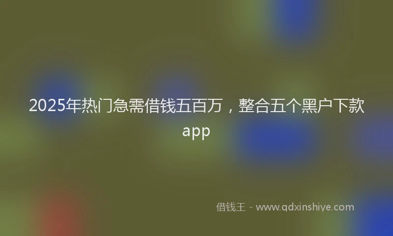 2025年热门急需借钱五百万，整合五个黑户下款app