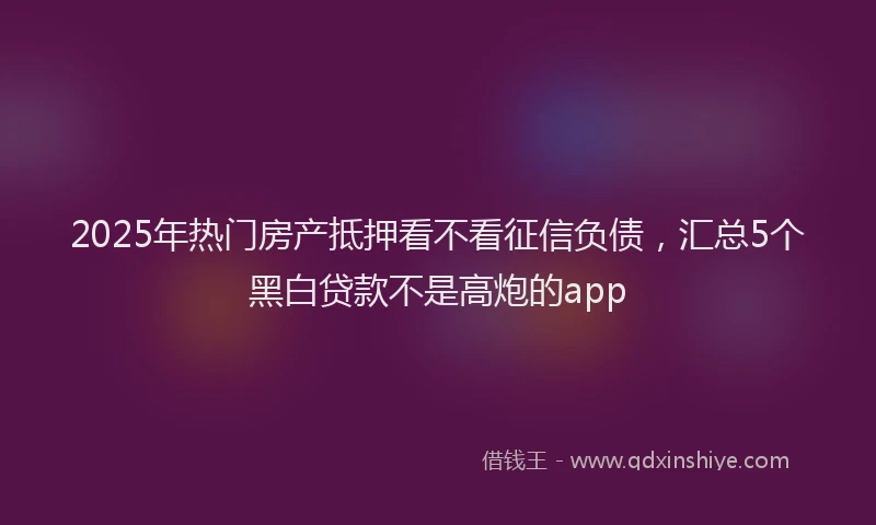2025年热门房产抵押看不看征信负债，汇总5个黑白贷款不是高炮的app
