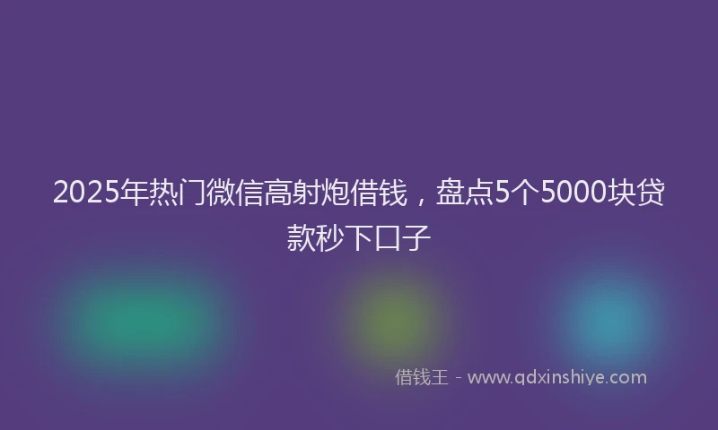 2025年热门微信高射炮借钱，盘点5个5000块贷款秒下口子