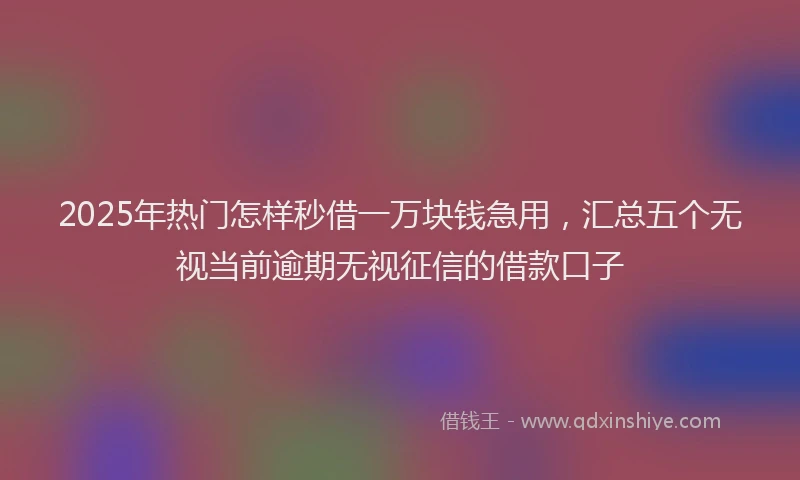 2025年热门怎样秒借一万块钱急用，汇总五个无视当前逾期无视征信的借款口子